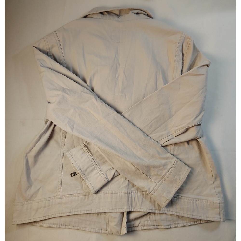 Old Navy Womens XL Beige Cotton Twill Asymmetrical Moto Jacket Zipper Cuffs Tan - Picture 7 of 8